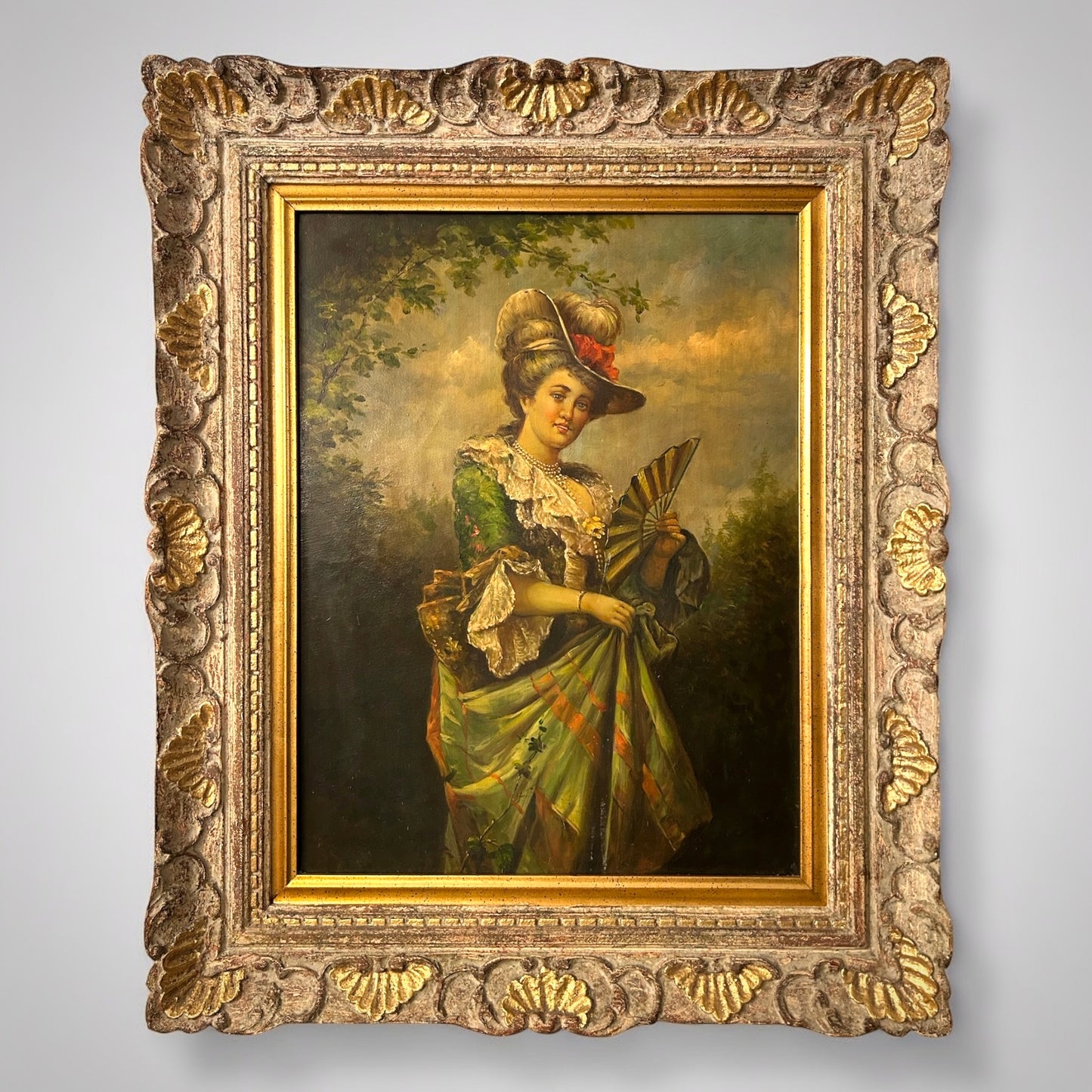 DAMA CON VENTAGLIO olio su tela 1800