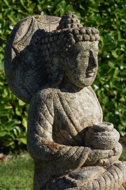 Statua Buddha in Pietra Naturale con giara H32cm Rif. B53