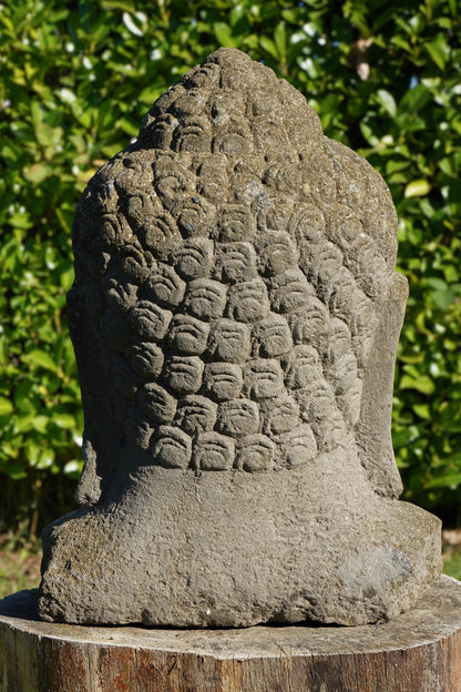testa buddha in pietra lavica