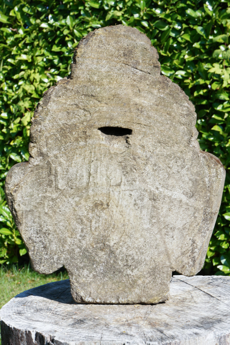 Testa di Buddha Antica in Pietra di Giava da parete H40cm B09