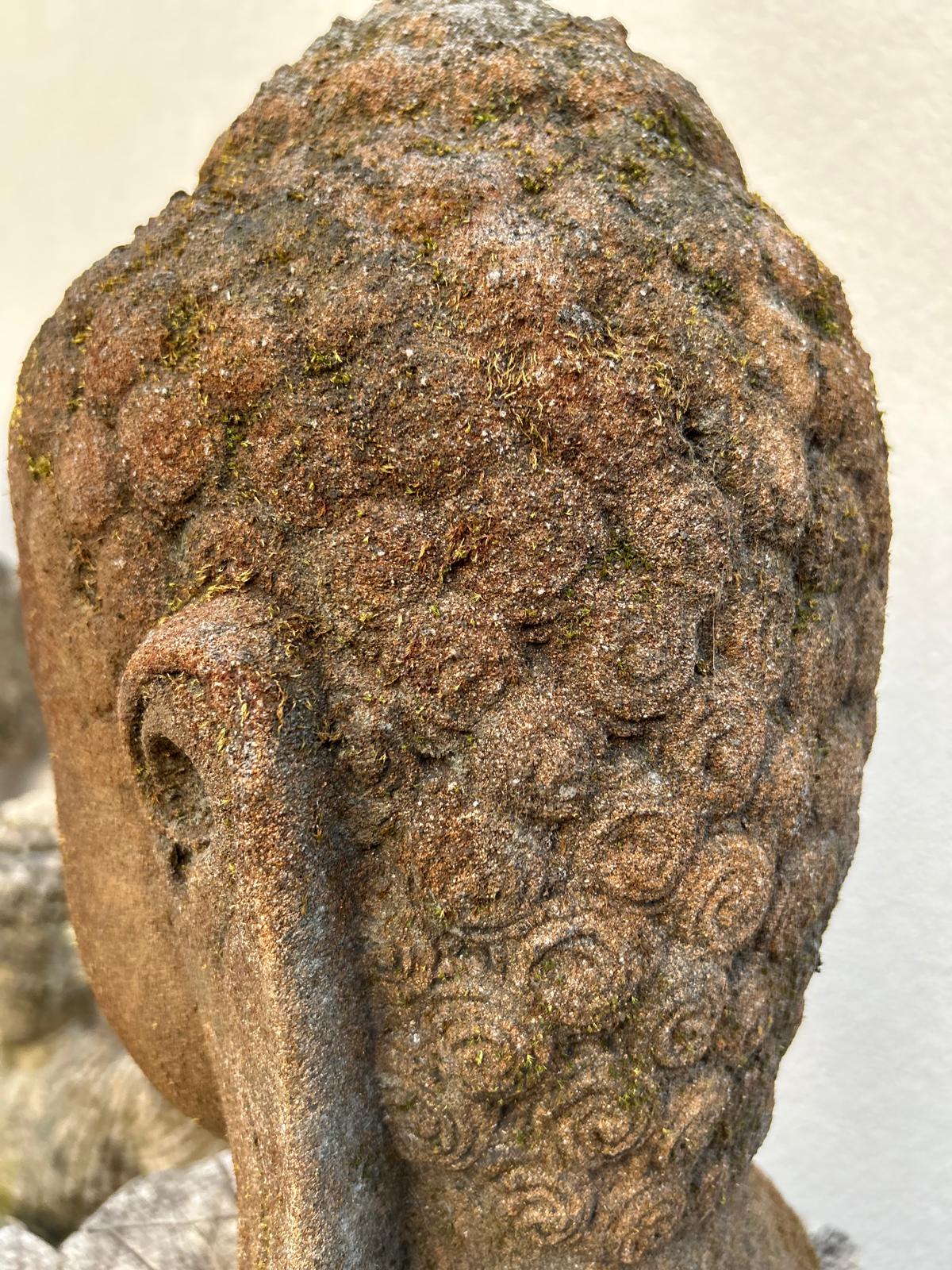 Statua Testa del Buddha in Pietra Lavica H40cm D030