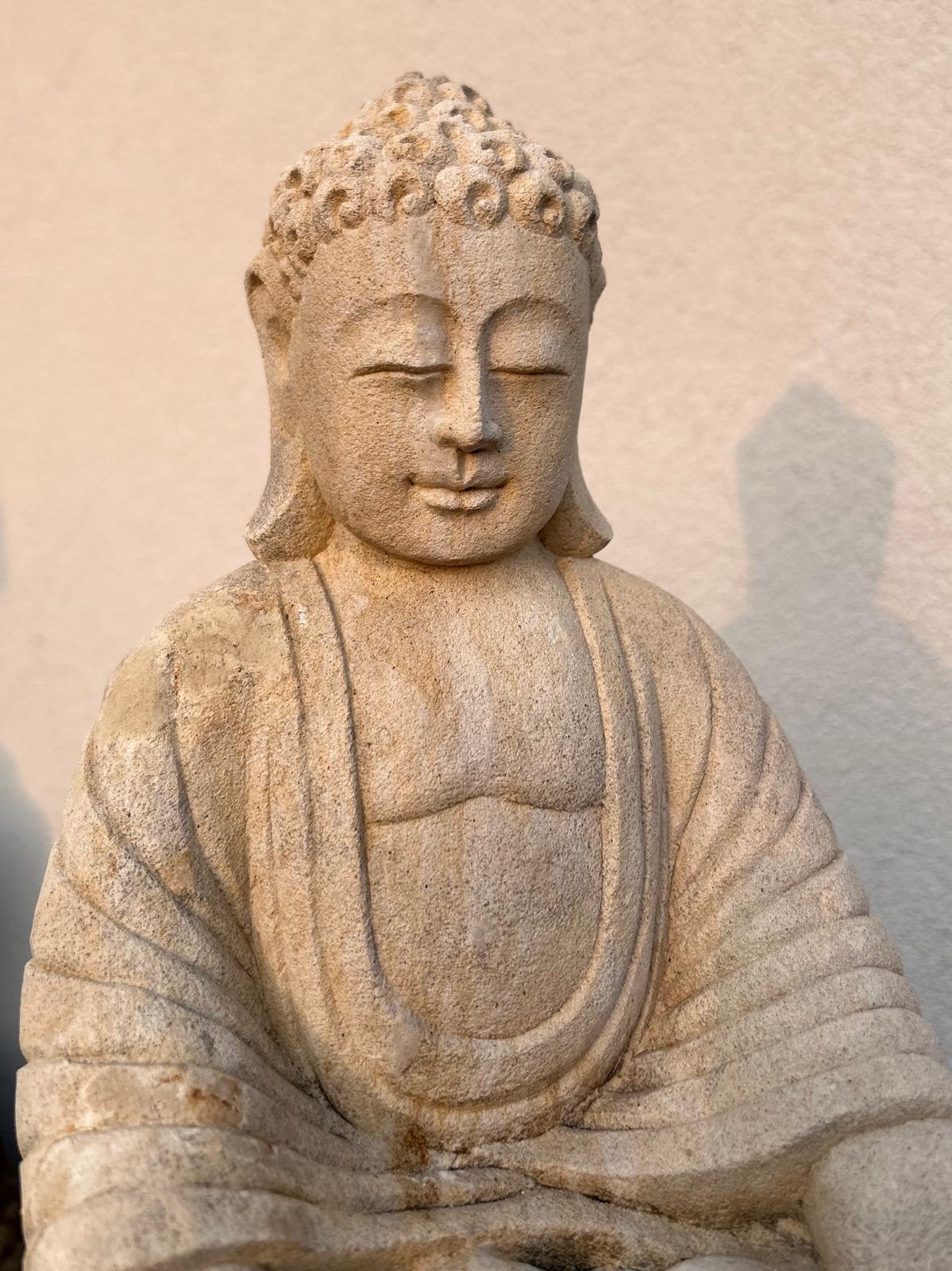 Statua Buddha Antico in Pietra Arenaria 30 cm – Scultura Balinese Originale Rif. D025
