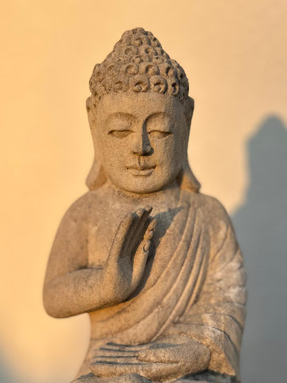 Statua Buddha Antico in Pietra Arenaria 30 cm – Scultura Balinese Originale Rif. D026