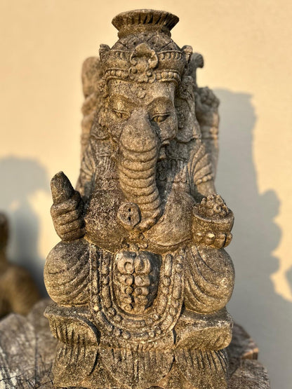 statua di GANESHA in pietra antico induismo balinese H 45 cm rif. C017