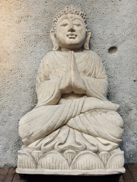 Statua Buddha in Pietra Arenaria con Mani Giunte cm 45 rif. B08
