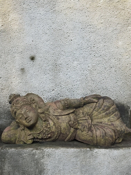 BUDDHA antico DISTESO in pietra di Java lunghezza 60cm Rif. B22
