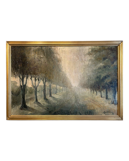 VIALE ALBERATO olio su pannello