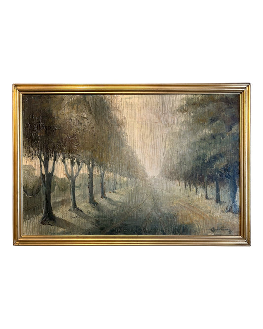 VIALE ALBERATO olio su pannello
