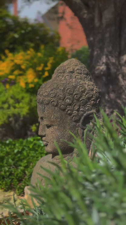 BUDDHA BESAR pietra lavica nera H60cm Rif.A08